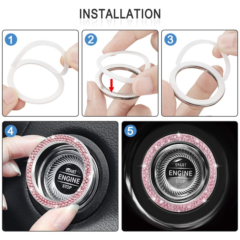 WINKA Auto Key Ignition Button Key Knobs, Bling for Car