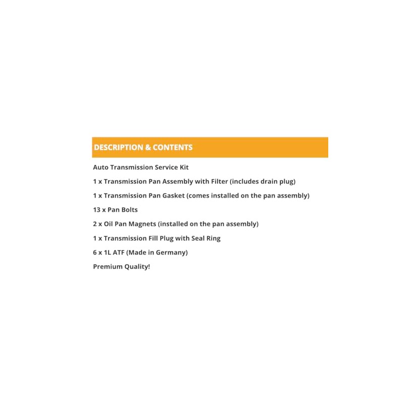 Auto Trans Service Kit: Pan Assembly + 6L ATF for