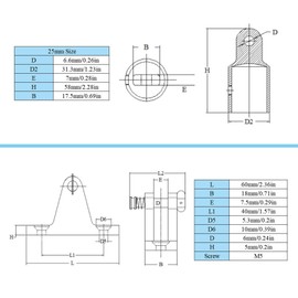 2 Pack Deck Hinges, 316 Stainless Steel Boat Bimini Top Connectors Marine Awning Fixing Hardware Fits for 25mm/1in OD Round Tube