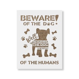 Beware of Cute Dog Stencil - Perfect for Creating Heartwarming Family Decor, Family Stencil Art