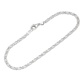 NKlaus 26 cm Anklet 925 Silver S Curb Chain Diamond-Coated 2.4 mm Wide Ankle Chain 14610, Sterling Silver Silver, No gemstone