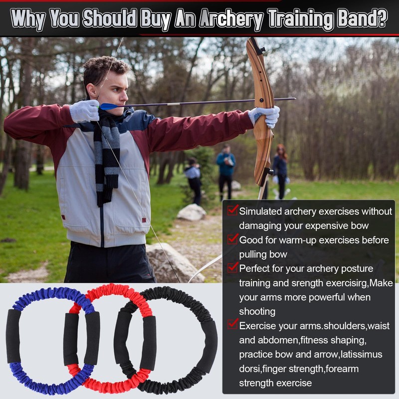 RoundFunny 3 Pcs Archery Bow Strength Trainer 30 40 50