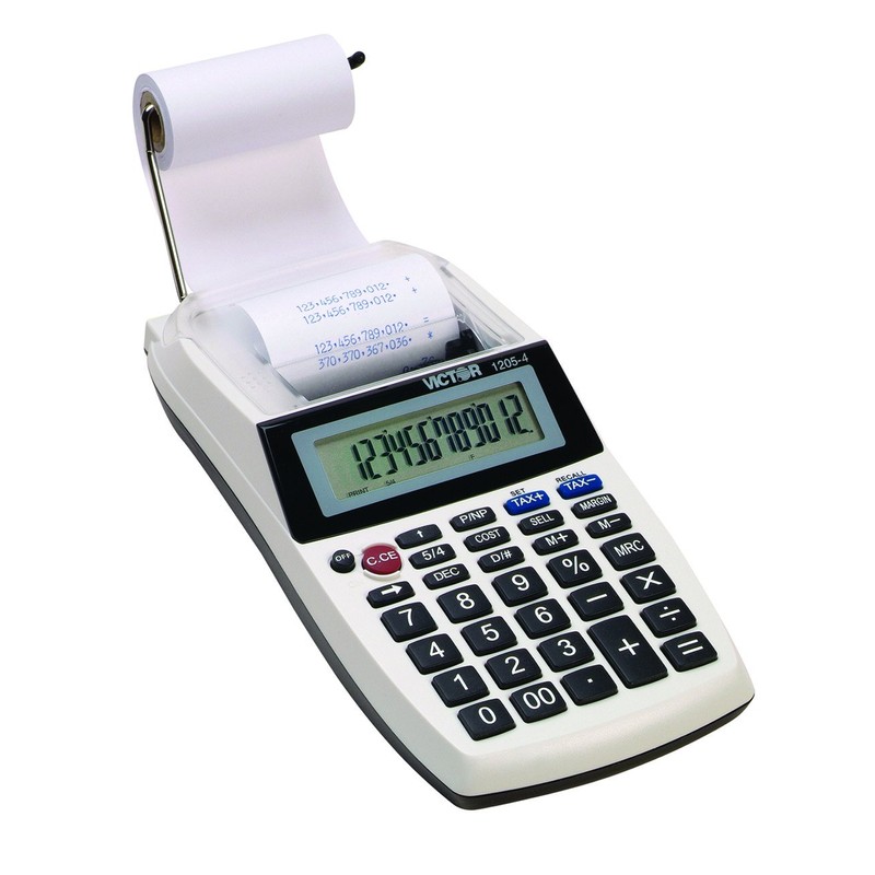 Victor 1205-4 12 Digit Portable Palm/Desktop Commercial Printing Calculator, 1.8"