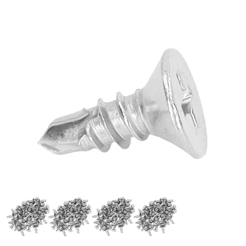 200Pcs Self Drilling Screw Countersunk Cross Stainless Steel 13mm Length