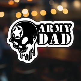 Army Dad Skull Vinyl Decal | 5.5" x 3.5" Black on White | for Cars, Trucks, Laptops, Walls & More