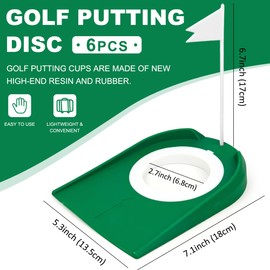 AZKEEGREY 6 Pack Golf Putting Cup and Flag, Golf Putting Hole Cup with Flag for Outdoor Indoor Yard Lawn Practice Training