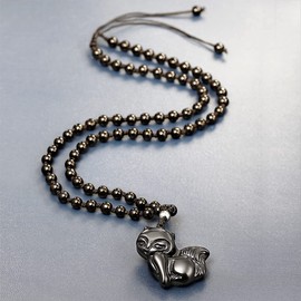 Jewever Black Obsidian Romantic Fox Necklace Natural Stone Healing Crystal Pendant Protection Amulet Gemstons Pendant Jewelery