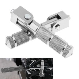 Windance 8mm M8 Passenger Foot Supports Pedals, 90 Degree Foldable Anti-Skid Foot Peg for Motorcycle Scooters Bicycle Electric Bike (Silver)
