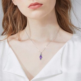 AOBOCO 925 Sterling Silver Vintage Snake Pendant Necklace with Amethyst Purple February Birthstone Jewelry Gifts for Women