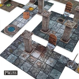 PWORK WARGAMES The Dungeon RPG Modular Map Tiles, Double Face Cardboard Tiles