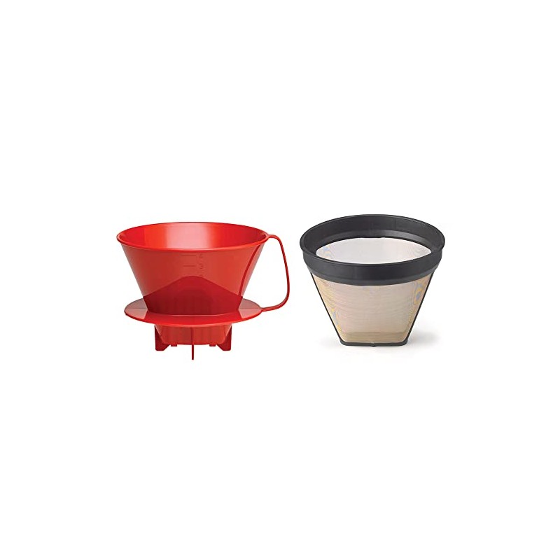 Fino Pour-Over Reusable Coffee Brewing Cone with Gold-Toned Mesh Permanent