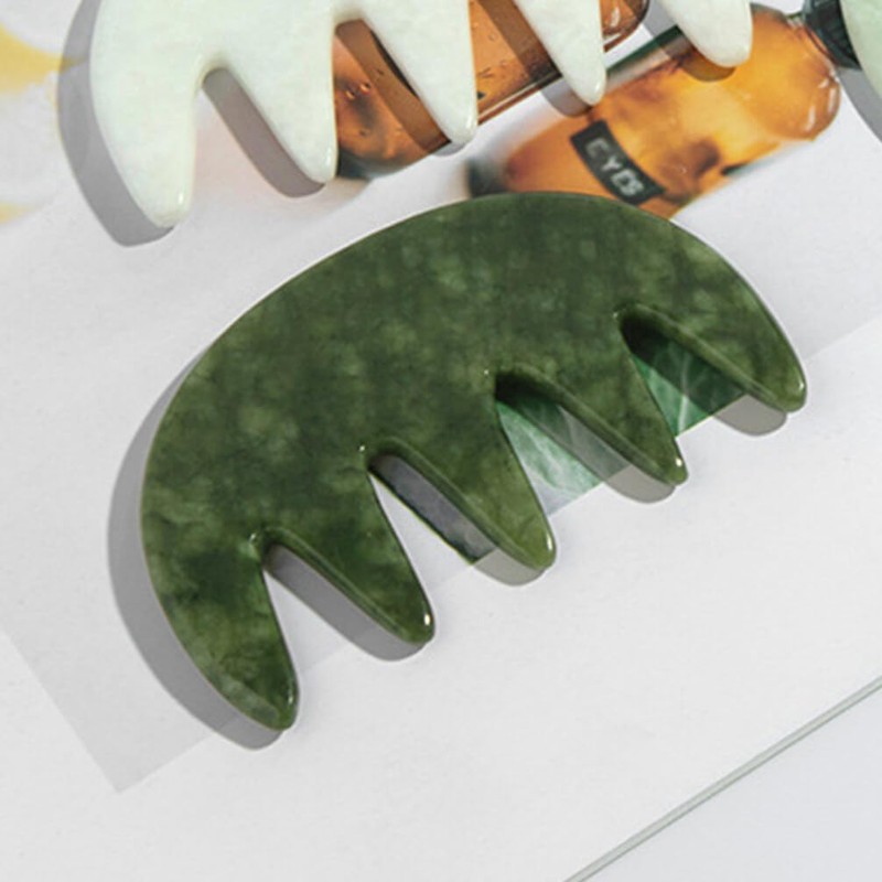 Healeved Scalp Massager Creative Wide Tooth Comb Gua Sha Jade