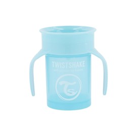 Twistshake 360 Cup Leak-Proof Sippy Cup 230 ml, Toddler Trainer Cup with 360° Drinking Rim, Ergonomic Learning Cup, from 6 Months, BPA Free, Pastel Blue