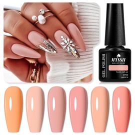 MTSSII Nude Gel Nail Polish 6 Pcs Neutral Nude Pink Gel Polish Skin Tones Collection Soak Off LED Gel Nail Kit Manicure DIY Home