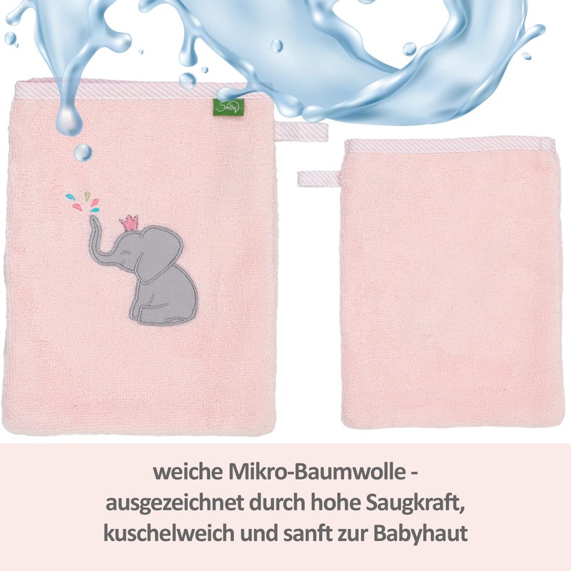 Smithy Baby Elephant Face Cloth, 100% Cotton Terry Towelling, Wash