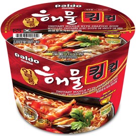 Paldo Fun & Yum Il Poom Seafood Instant Big Cup Noodles with Spicy Seafood Based Broth, Best Oriental Style, Original Korean Ramyun, K-Food, (3.88 oz) x 8 Pack
