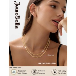 JeweBella Gold Chain Women's Necklace Gold Waterproof Stainless Steel 18 K Gold-Plated Golden Chain Without Pendant Snake Chain Link Chain Curb Chain Choker Necklace 41/46 cm Gold Jewellery Women