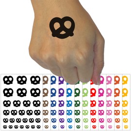German Pretzel Solid Temporary Tattoo Water Resistant Fake Body Art Set Collection - Orange (One Sheet)