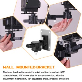360 Degree Rotation 15°Tilt Angle Adjustable Laser Level Wall-mounted Bracket with Iron Board