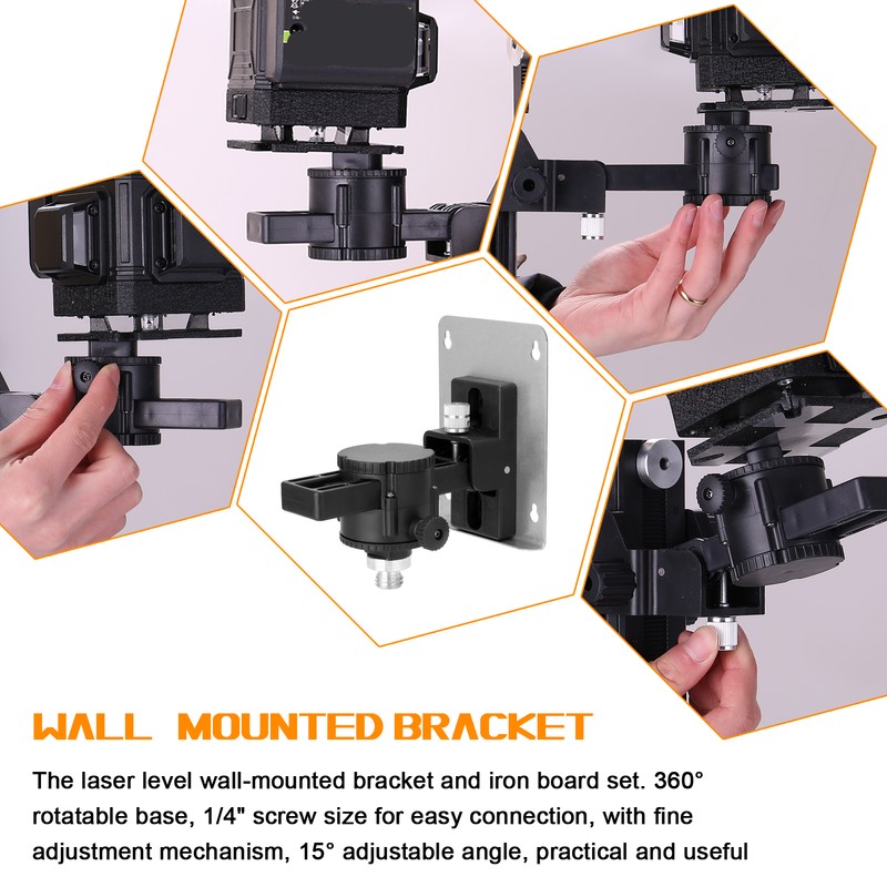 360 Degree Rotation 15°Tilt Angle Adjustable Laser Level Wall-mounted Bracket