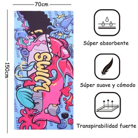 Toalla de Playa,70 * 150cm Toalla para Viajes de Fibra Extrafina,Altamente Absorbente,Secado Rápido,Multicolor,Extra Grande con Lindo Estampado para Bañarse,Nadar,Playa,Acampar (Océanos)