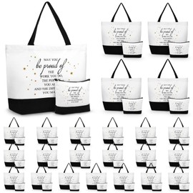 Abbylike 48 Pcs Employee Appreciation Gift Bag Bulk 24 Thank You Tote Bag 24 Canvas Cosmetic Bags for Teacher Nurse Lady(May You Be Proud)