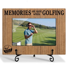 Golf Picture Frame Wooden Picture Frames 4x6 - Memories Are Made While Golfing, Golf Pictures Wooden Photo Frame With Stand, Display Frame Home Decor Friendship Gifts For Coworker (Horizontal) -29