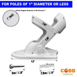 Cobb Promo 6ft Flagpole, Tangle Free Spinning Aluminum Telescopic Flag Pole and Mount for 3x5ft or 2x3ft Flags, Includes a 3x5 Thailand National Flag (6' Silver) (White Mount)