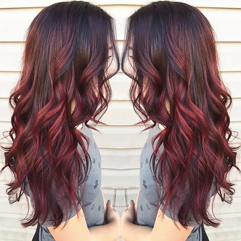 generic Peluca De 70 Cm, Sexy, Rojo Degradado, Pelo Largo