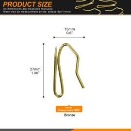 Rustark 58pcs Bronze Metal Curtain Hooks - Stainless Steel Heavy Duty Pin-On Drapery Hooks for Pinch Pleat Drapes, Window, Door and Shower - Track Hook