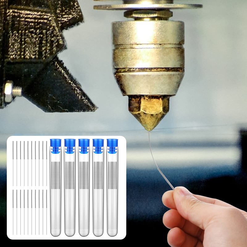 50 Pieces 3D Printer Nozzle Cleaning Kit,0.4 mm Stainless Steel