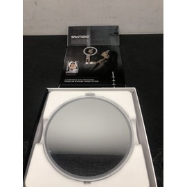 Sharper image 9 in. W x 10 in. H Round Frameless Magnetic Vanity Mirror with Spe