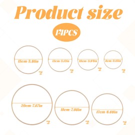 pcsfoe Pack of 14 Wooden Rings for Crafts, Wooden Rings, Wooden Ring Diameter 8-20, Suitable for Making Garlands, Plant Hangers and Wedding Garland Decorations (Made of Wood)