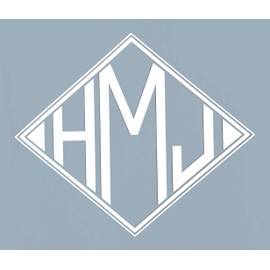 Custom Initial Monogram Vinyl Decal Bumper Sticker, for Tumblers, Laptops, Car Windows - Diamond Block Letter Design