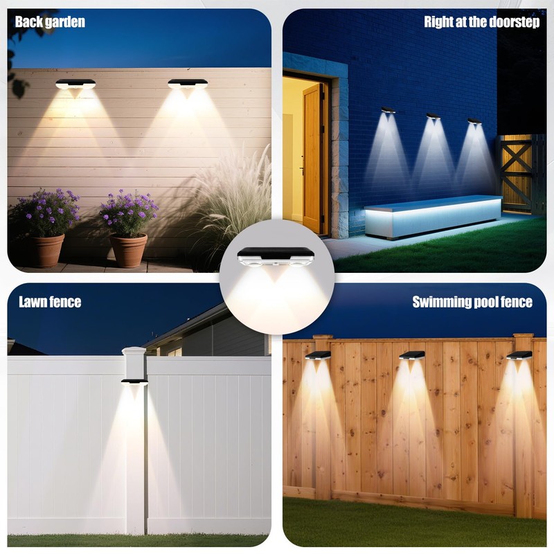 Hobychild Solar Fence Lights Outdoor，8 Pack IP65 Waterproof Fence Lights