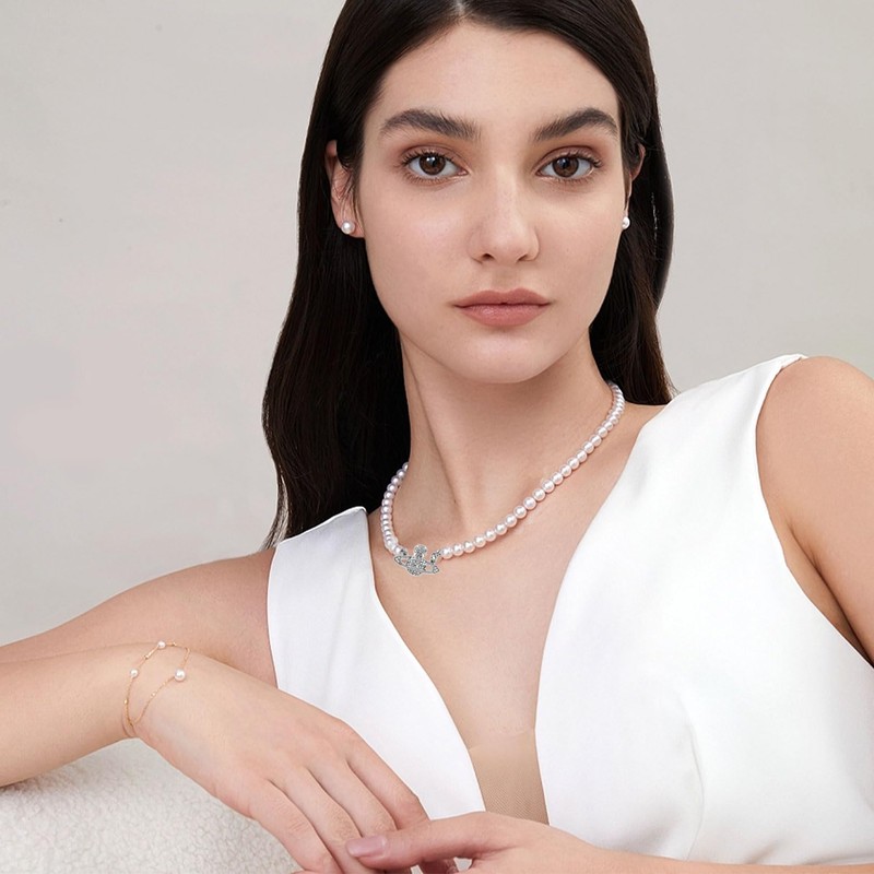 Saturn Necklace, Silver Planet, Planet Pearl Necklace with Pendant, Pearl