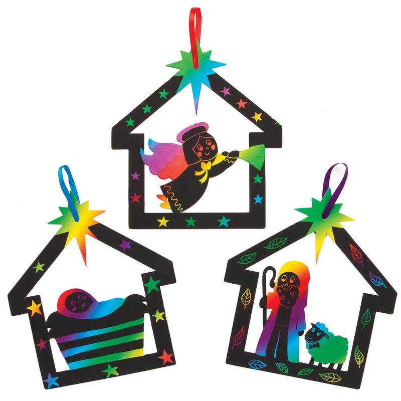 Baker Ross AR806 Nativity Scratch Art (Pack of 8) for