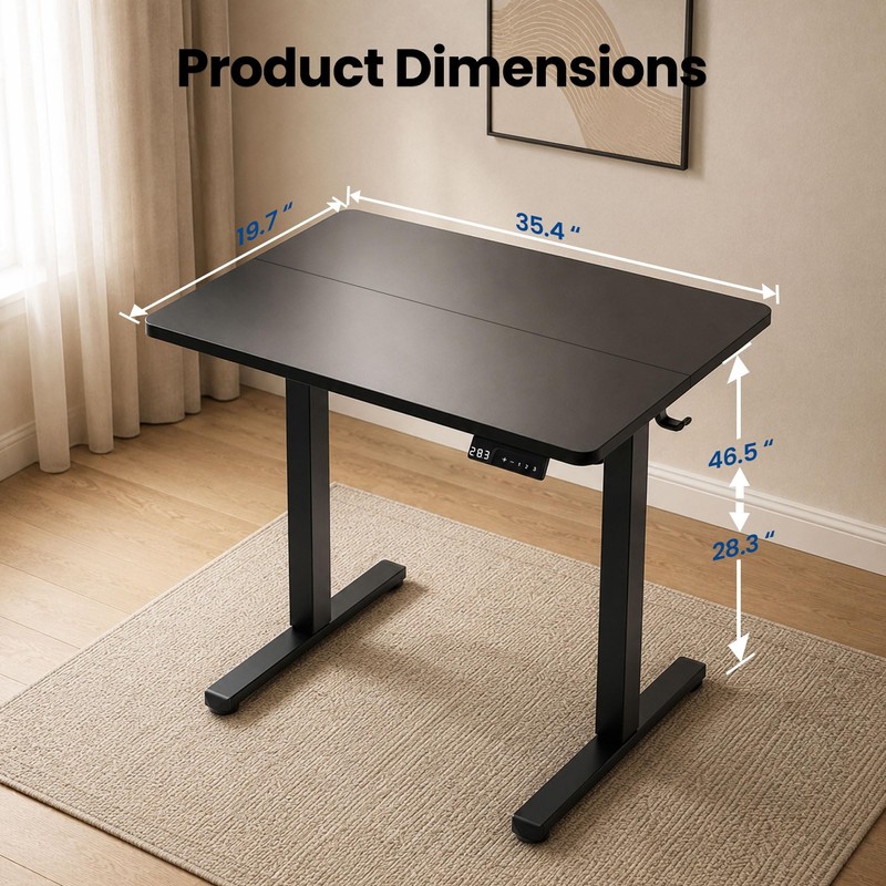ExaDesk 35" x 20" Electric Standing Desk, Compact Height Adjustable
