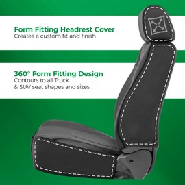 Season Guard Dakota Truck Seat Covers; Universal Fit for Large or SUV; Heavy Duty Design; Front and Rear Storage Pockets, Built-in Molle Style Organizer; Semi-Custom Fit; Faux Leather; 2pcs, Black