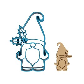 Holly Gnome Cookie Cutter - Holiday Christmas Garden Gnome (0300)