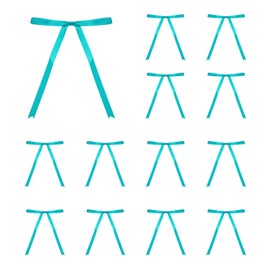 MECCANIXITY 100 Pcs 5x7" Twist Tie Bows Satin Ribbon Bows Wrapping Bows for Craft DIY Sewing Wedding Decor Birthday Party Treat Bags Fresh Blue