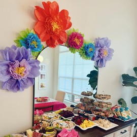 16 Pcs Large Colorful Tissue Paper Flowers 20" Handcrafted Giant Fiesta Paper Flowers for Mexican Party Wedding Birthday Backdrop Baby Shower Nursery Craft Outdoor Wall Decor (Vintage Color)