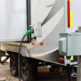 RVGUARD 50 Amp 25 Foot RV Power Cord with 135 Degree, 14-50P to SS2-50R Generator Extension Cord, Heavy Duty STW Cord with LED Power Indicator, Green, ETL Listed