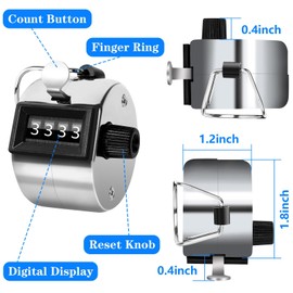 FEBSNOW Metal Handheld Tally Counter Clicker 4 Digital Number Click Counter