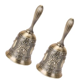OHPHCALL Zinc Alloy Hand Bell Call Bell Antique Brass Color for Restaurant and Hotel Service