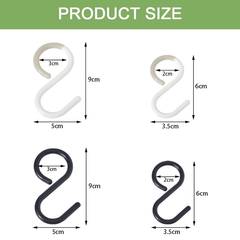 TRKETK Pack of 12 Plastic S-Hooks Flexible Neck for Easy