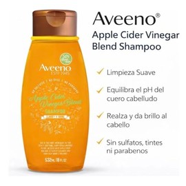 Aveeno Shampoo Apple Cider Vinegar Blend, Clarify & Shine, sin Sulfatos ni Parabenos, 532 ml