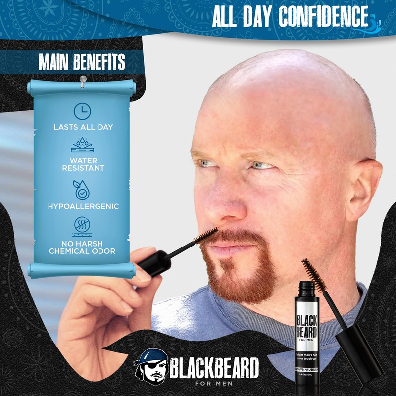 Blackbeard for Men Beard Color – 1-Day Beard, Mustache, Eyebrow,