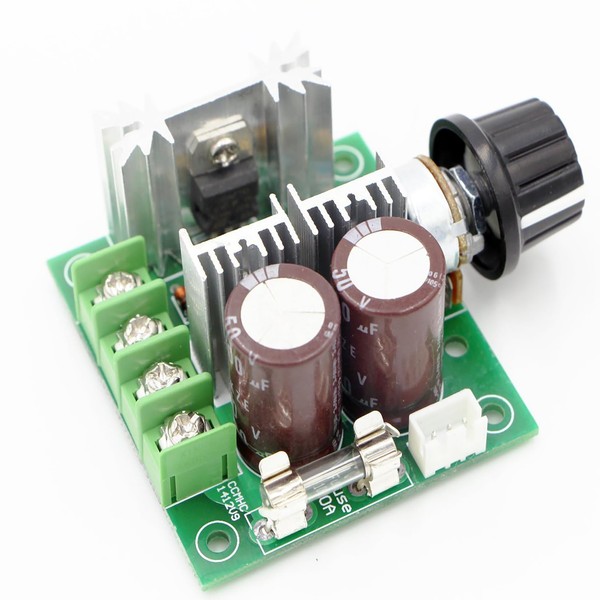 RioRand 12V-40V 10A PWM DC Motor Speed Controller with Knob-High Efficiency, High Torque, Low Heat Generating with Reverse Polarity Protection, High Current Protection