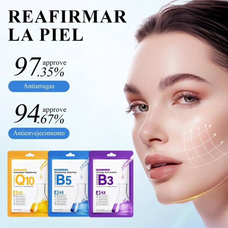 🔥 Mascarilla hidratante de 19 piezas mascarilla de colágeno Vitaminas